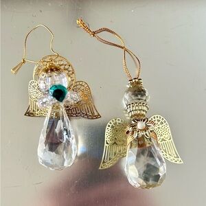 Elegant Gold and Crystal Angel Ornaments
